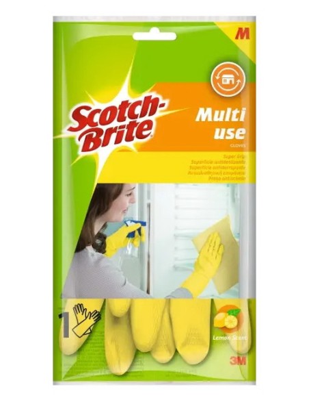 Scotch-brite Guanti Multiuso In Gomma - Felpatura In Cotone - Taglia Media